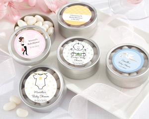 "Simply Sweet" Round, Personalized Candy Tin - Baby Shower wedding favors