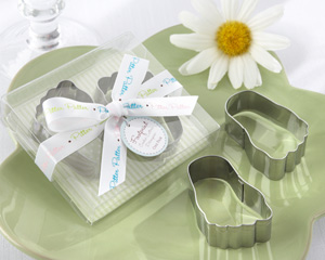 "Pitter-Patter of Little Feet" Stainless-Steel Baby Footprint Cookie Cutters wedding favors