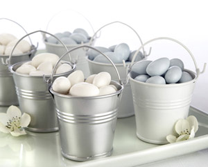 White Tin Favor Pails wedding favors