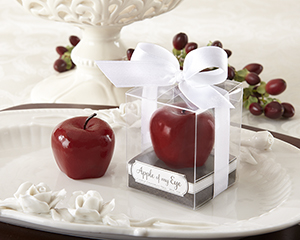 "Apple of My Eye" Mini-Candle in Gift Box with Ribbon and Tag wedding favors