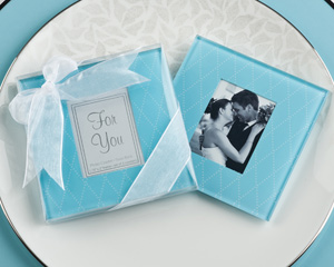 "Something Blue" Timeless Glass Photo Coasters wedding favors