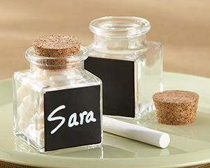 "Chalkboard" Glass and Cork Favor Jars (Set of 12) wedding favors