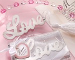 "Words of Love" Silver-Finish Bookmark with Elegant White-Silk Tassel wedding favors