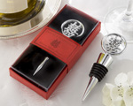 "Double Happiness" Elegant Chrome Bottle Stopper in  Asian-Themed Gift Box wedding favors