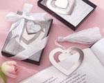 "Love Story" Silver-Finish Heart-Shaped Bookmark with Elegant Silk Tassel wedding favors