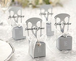 Miniature Silver Chair Favor Box w/  Heart Charm & Ribbon (Can be Monogrammed) wedding favors