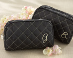 "Cosmetic Couture" Quilted  Monogrammed Make-Up Bag wedding favors