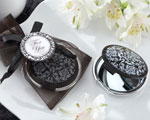 "Reflections" Elegant Black-and-White Mirror Compact wedding favors