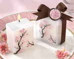 "Cherry Blossom Elegance" Mini-Pillar Candle wedding favors