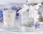"Fleur-de-lis" Frosted-Glass Tea Light Holder wedding favors