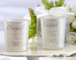 "Good Wishes" Pearlescent Glass Tealight Holder wedding favors
