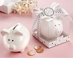 "Li'l Saver Favor" Ceramic Mini-Piggy Bank in Gift Box with Polka-Dot Bow wedding favors