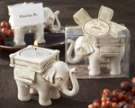 "Lucky Elephant" Antique Ivory-Finish Tea Light Holder wedding favors