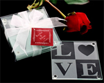 LOVE Glass Coaster Gift Set with Ribbon and Thank You Tag wedding favors