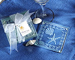 Shell and Starfish Frosted Glass Coasters wedding favors