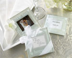 "Good Wishes" Pearlized Photo Coasters wedding favors