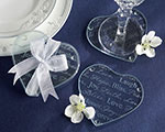 "Good Wishes" Heart Glass Coasters wedding favors