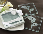 "Calla Lilies" Frosted-Glass Coasters in Floral-Inspired Gift Box wedding favors