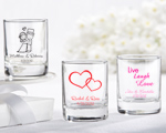 Personalized Shot Glass/ Votive Holder with over 40 Design Choices wedding favors