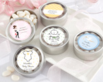 "Simply Sweet" Round, Personalized Candy Tin - Baby Shower wedding favors