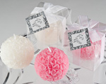 Rose Ball Candle in Gift Box with Matching Bow and Tag wedding favors