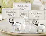 "Lucky in Love" Silver-Finish Lucky Elephant Place Card/Photo Holder (Set of 4) wedding favors