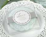 "Lace" Exquisite Frosted-Glass Coasters wedding favors