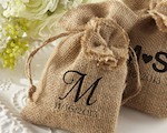 "Rustic Renaissance" Burlap Favor Bag with Drawstring Tie - Available Personalized wedding favors
