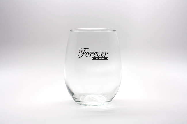 Forever Heart Personalized Stemless Wine Glasses - 15 oz wedding favors