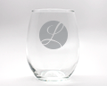 Engraved Outline Monogram Stemless Wine Glass wedding favors