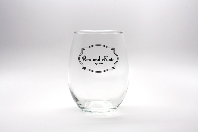 Classic Personalized Stemless Wine Glasses - 9 oz wedding favors