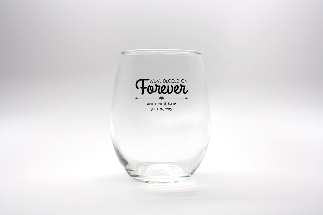 Forever Personalized Stemless Wine Glasses - 9 oz wedding favors