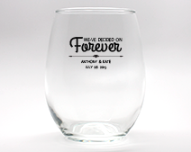 Forever Personalized Stemless Wine Glasses - 9 oz wedding favors