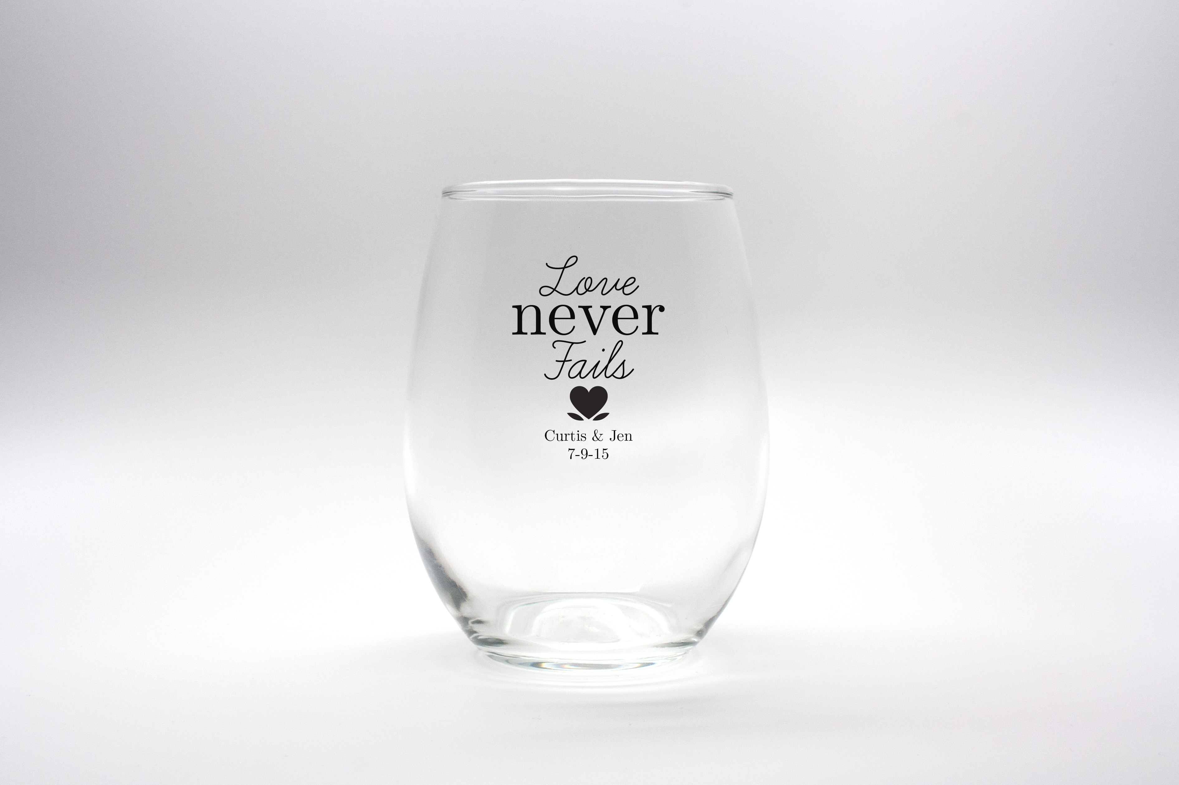 Personalized Stemless Wine Glasses - 15 oz wedding favors