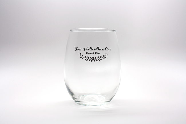 Two Is Better Than One Personalized Stemless Wine Glasses - 9 oz wedding favors