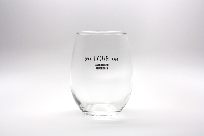 Love Personalized Stemless Wine Glasses - 15 oz wedding favors