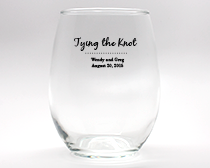 Tying The Knot Personalized Stemless Wine Glasses - 9 oz wedding favors