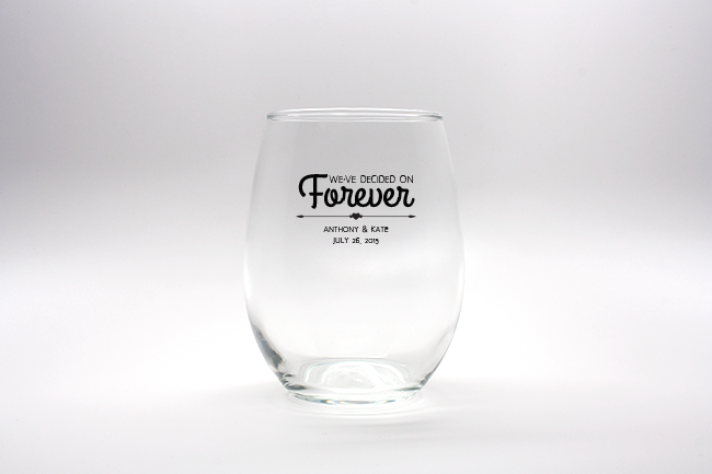 Forever Personalized Stemless Wine Glasses - 15 oz wedding favors