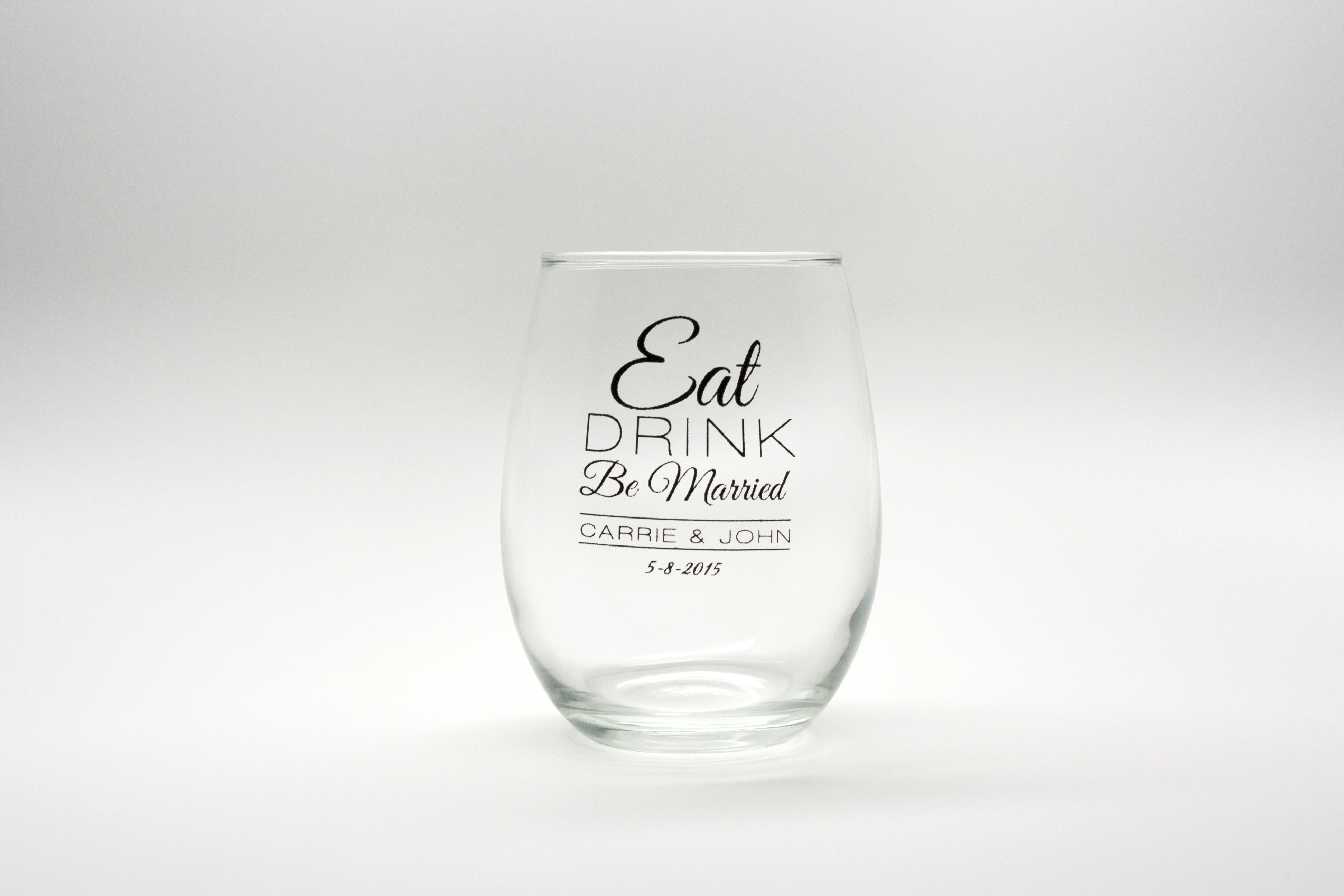 Personalized Stemless Wine Glasses - 9 oz wedding favors