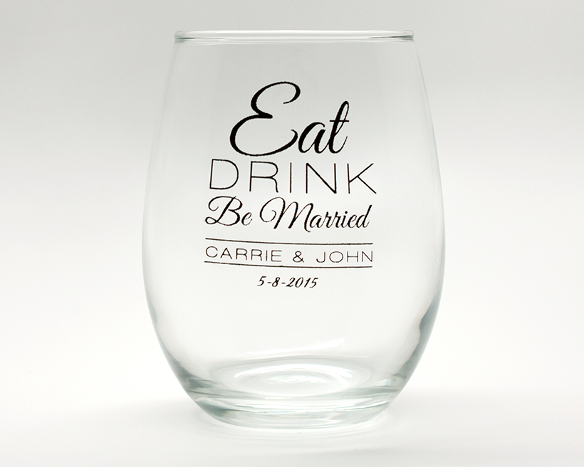 Personalized Stemless Wine Glasses - 9 oz wedding favors