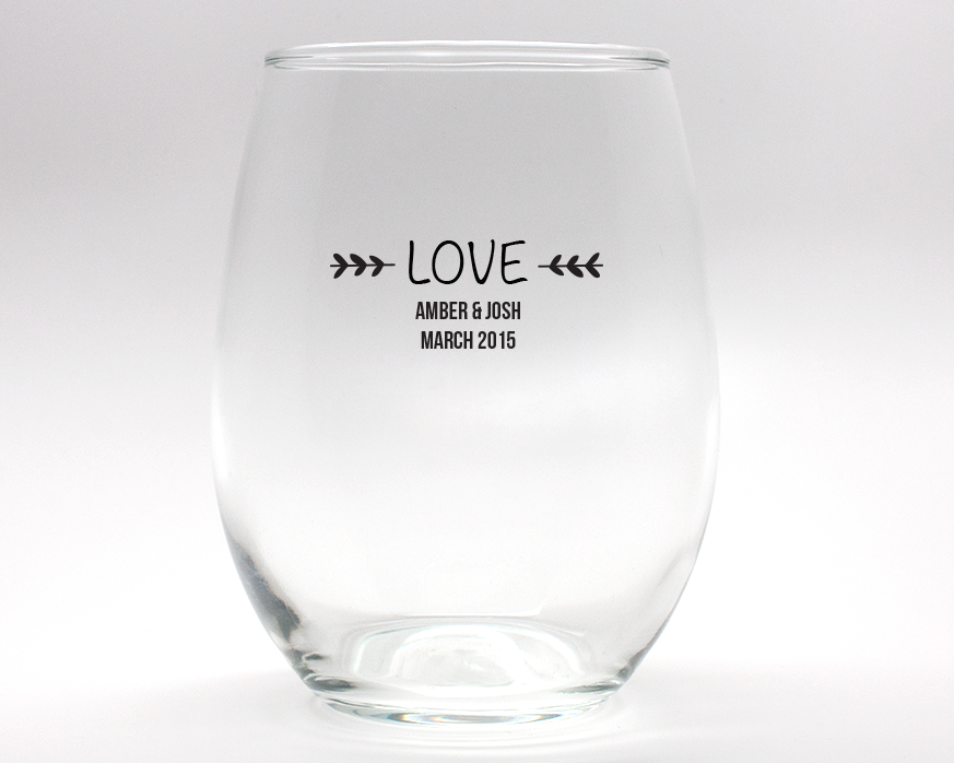 Love Personalized Stemless Wine Glasses - 9 oz wedding favors